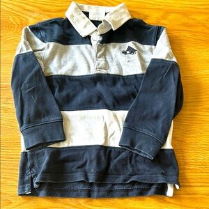 Striped Kids Polo Shirt - Navy and Gray